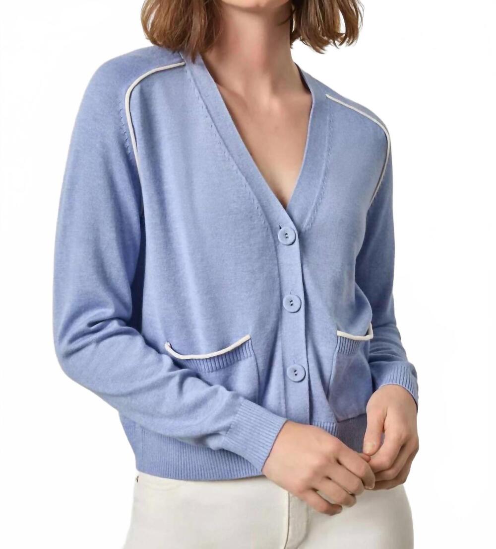 NEW LILLA P saddle sleeve v-neck cardigan in cornflower blue